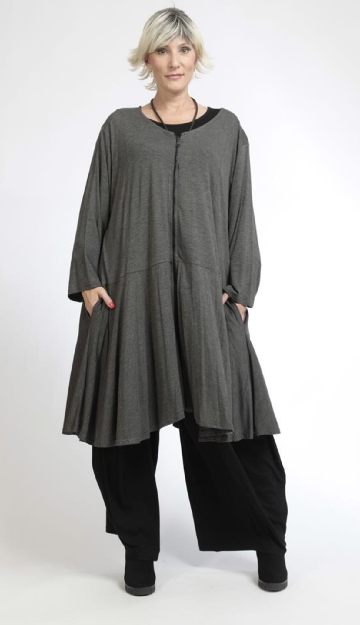 AKH oversized viscose A-lijn blazer met ritssluiting apart stretch