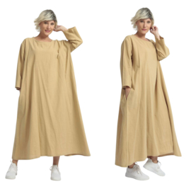 AKH oversized viscose/linnen A-lijn jurk apart