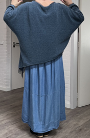 LUUKAA  acryl gebreige top met inzet van tule/stretch