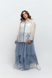 S.Woman oversized tencel/katoen blouse/hemd/geborduurd