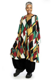 AKH viscose asymmetrisch oversized A-lijn jurk met zakken apart stretch
