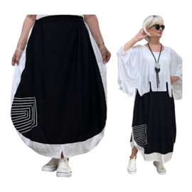 SINNE design.. viscose/linnen  rok/zwart/wit