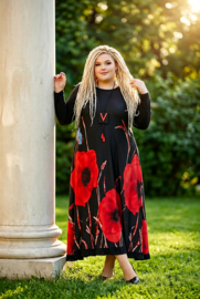 SASHA DIVA oversized A-lijn jurk met een vleugje zijde zwart