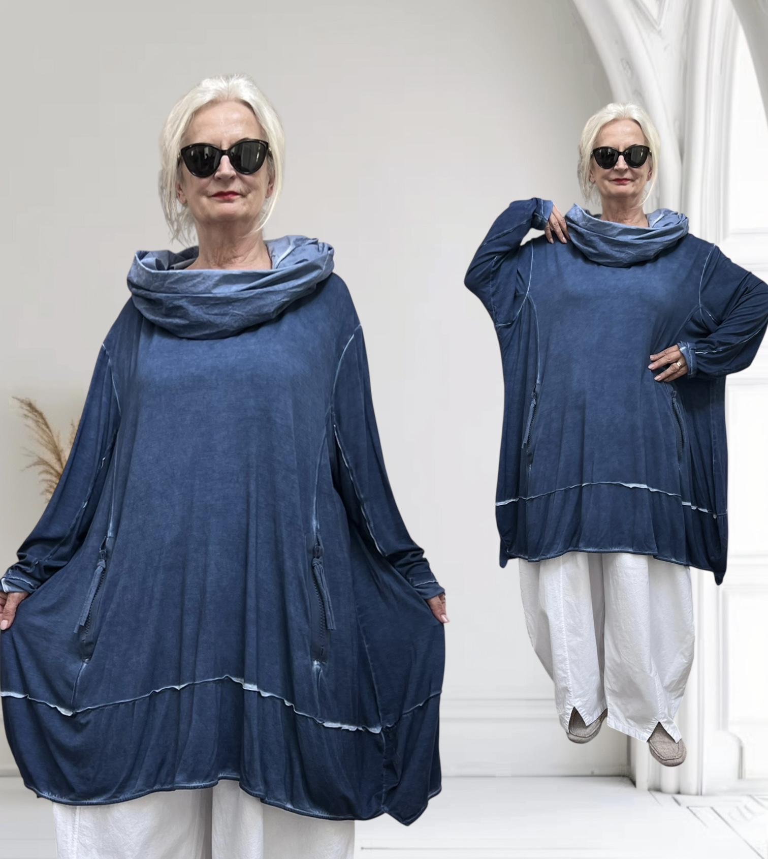 Zedd Plus de modieuze kleuring viscose A-lijn tuniek stretch