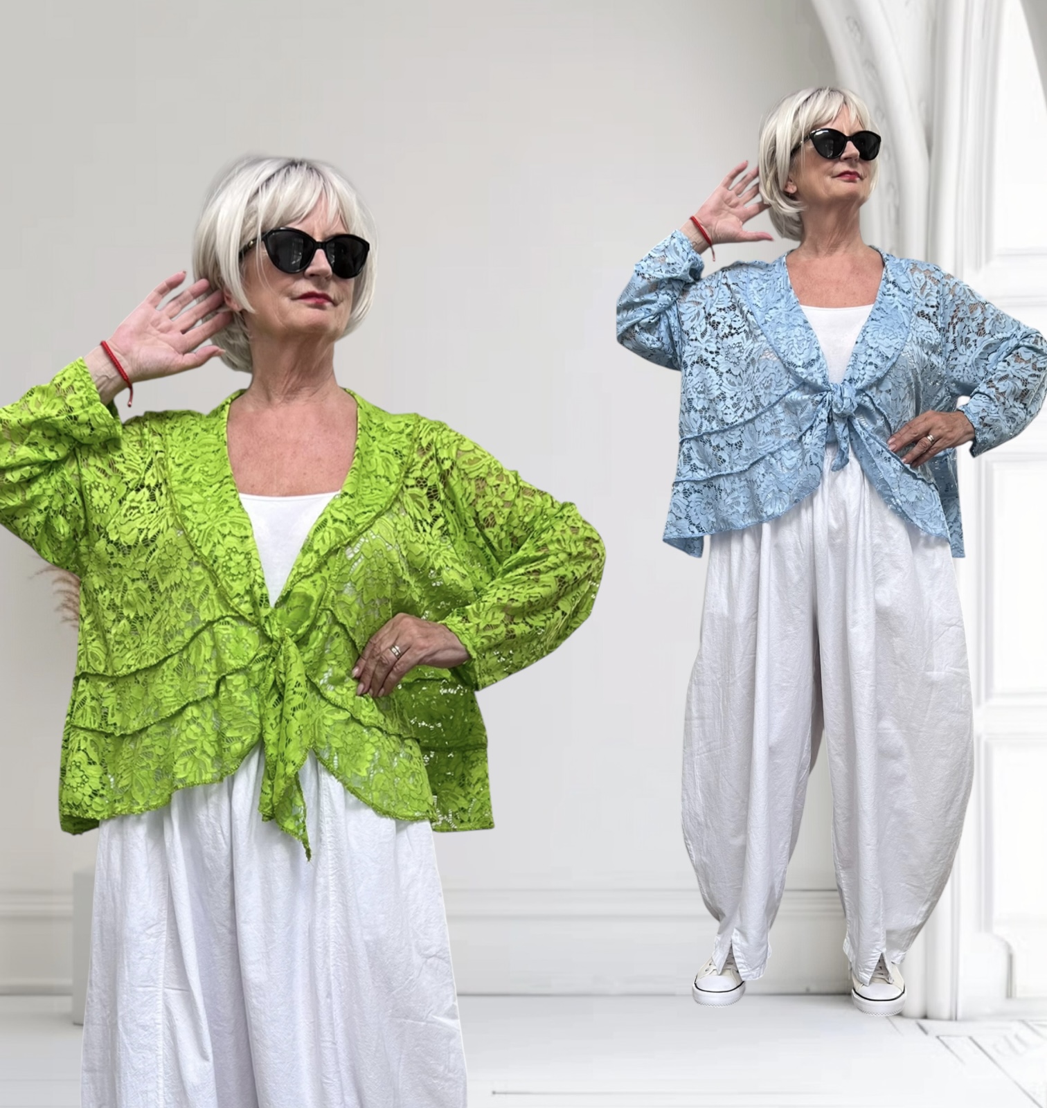 ITALIA  oversized kanten korte vest  stretch/in meerdere kleuren