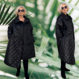 Vincenzo Allocca gewatteerde A-lijn asymmetrisch jas met ritssluiting  zwart