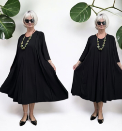 Naveed  viscose jersey A-lijn jurk stretch zwart