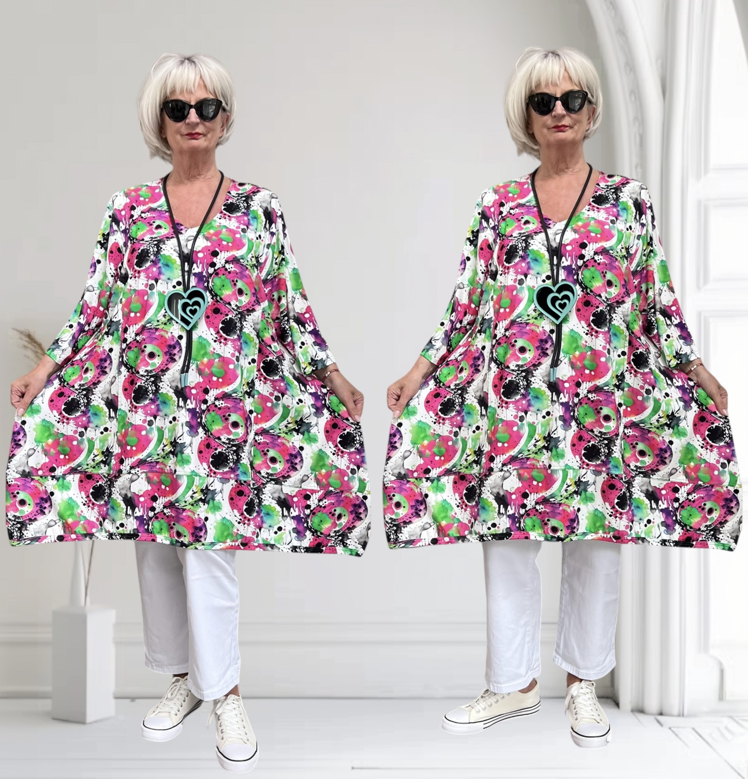 New Jersey oversized viscose A-lijn jurk/tuniek extra wijd/ stretch
