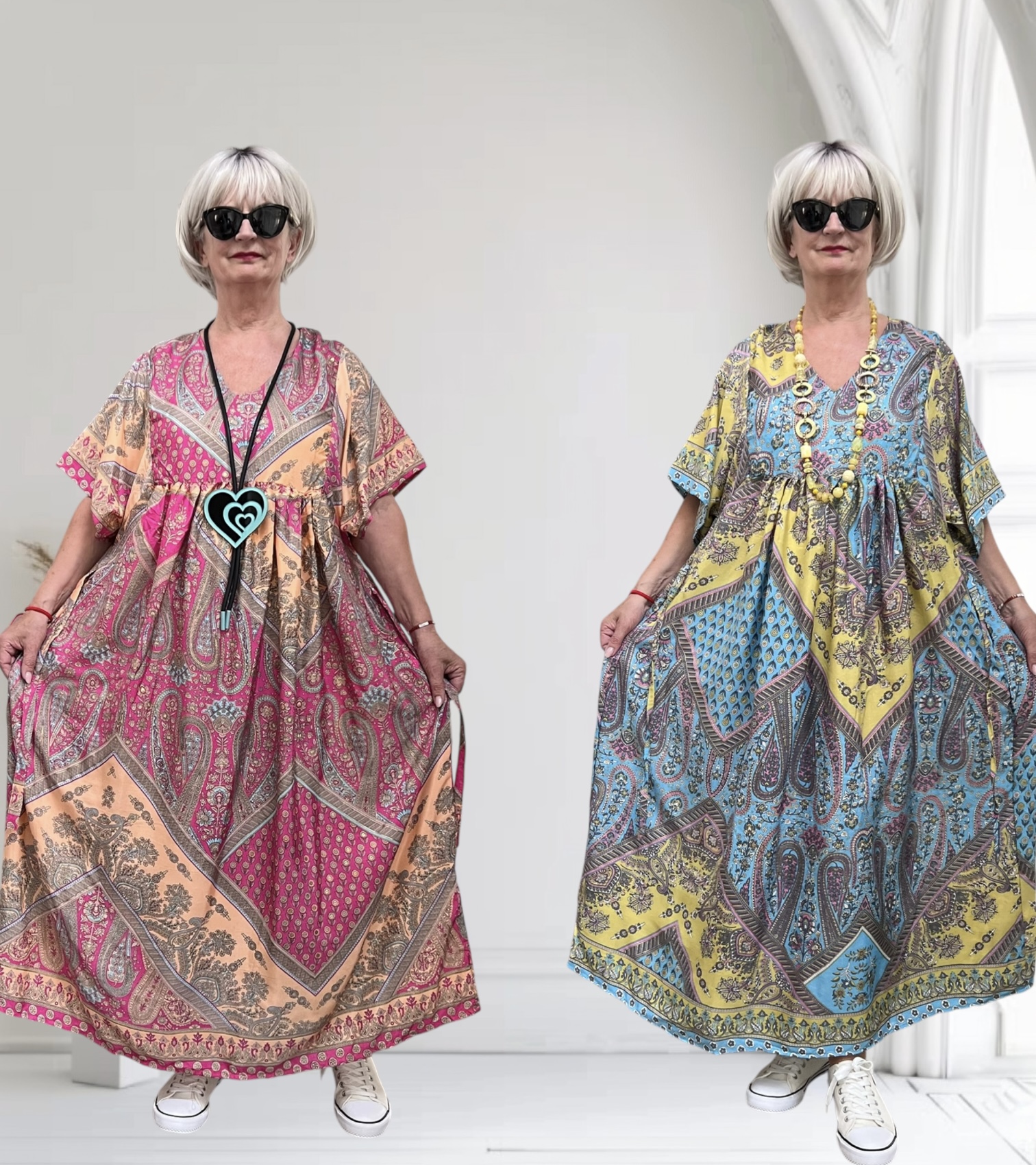 ITALIA oversized viscose/zijde A-lijn zomer jurk/in meerdere kleuren