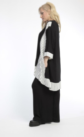 AKH oversized tricot katoen/viscose A-lijn tuniek apart stretch zwart/wit