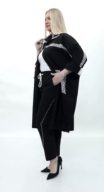 DIVAS PLANET katoen blazer/vest met knoopsluiting  /stretch zwart/wit