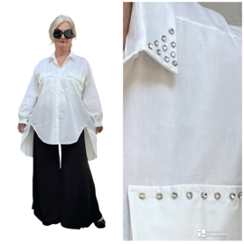 ITALIA oversized katoen A-lijn blouse/hemd met steentjes
