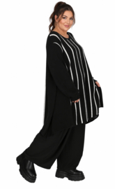 AKH oversized gebreide tuniek/poncho  apart stretch zwart/wit