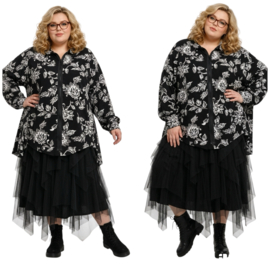 Vincenzo Allocca oversized viscose A-lijn hemd/vest  met rits apart/zwart/wit