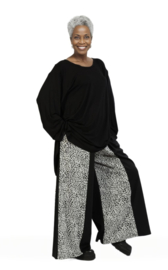 AKH oversized viscose jersey wijde broek stretch/ zwart/grijs