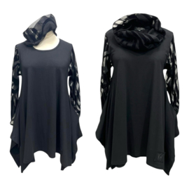 Vincenzo Allocca oversized katoen A-lijn tuniek met inzet van tule apart zwart