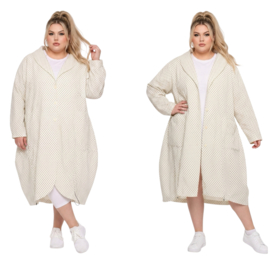 AKH viscose A-lijn zomer jas  stretch ecru/zwart