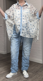 S.Woman oversized tencel/katoen blouse/hemd/geborduurd