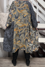 Joulie Collection oversized viscose A-lijn jurk met zakken apart  (extra groot)