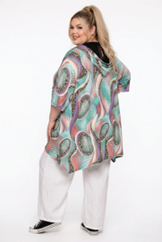 R.A.F.A.Y viscose A-lijn tuniek/blazer met capuchon en knoopsluiting/  stretch