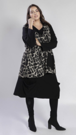 AKH A-lijn jurk + top apart zwart/wit /stretch