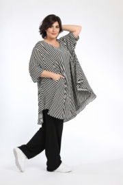 AKH viscose A-lijn tuniek stretch/zwart/wit