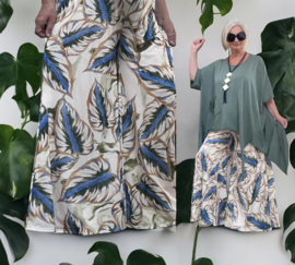 ITALY Mode jersey viscose  wijde broek apart /zeer rekbaar