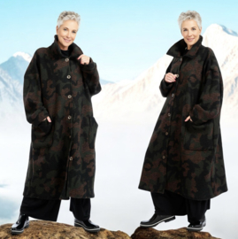 AKH oversized lange wollen winterjas/mantel  gevoerd