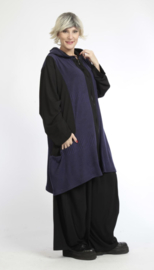 AKH viscose  A-lijn blazer met zakken stretch zwart/paars