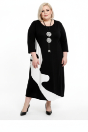 KEKOO design katoen A-lijn jurk zwart/lichtgrijs stretch