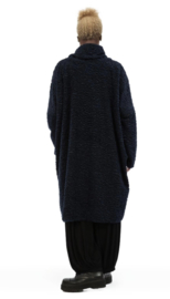 AKH oversized zachte astrakan tuniek met col /apart/donkerblauw