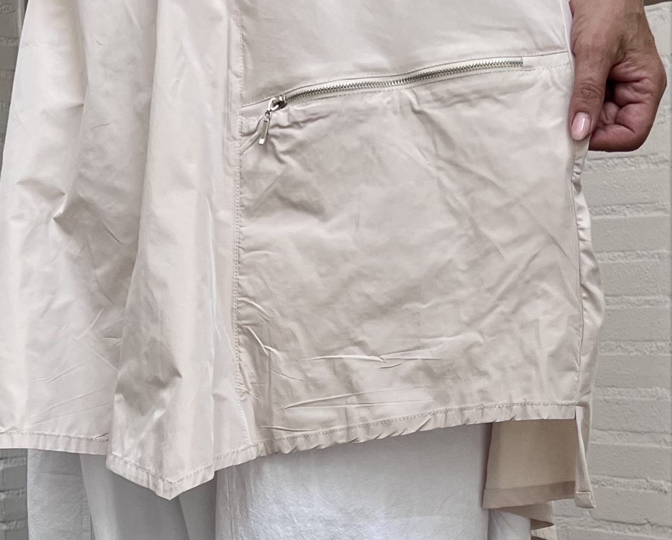 SINNE design.. A- lijn viscose tuniek met rits en taft /stretch