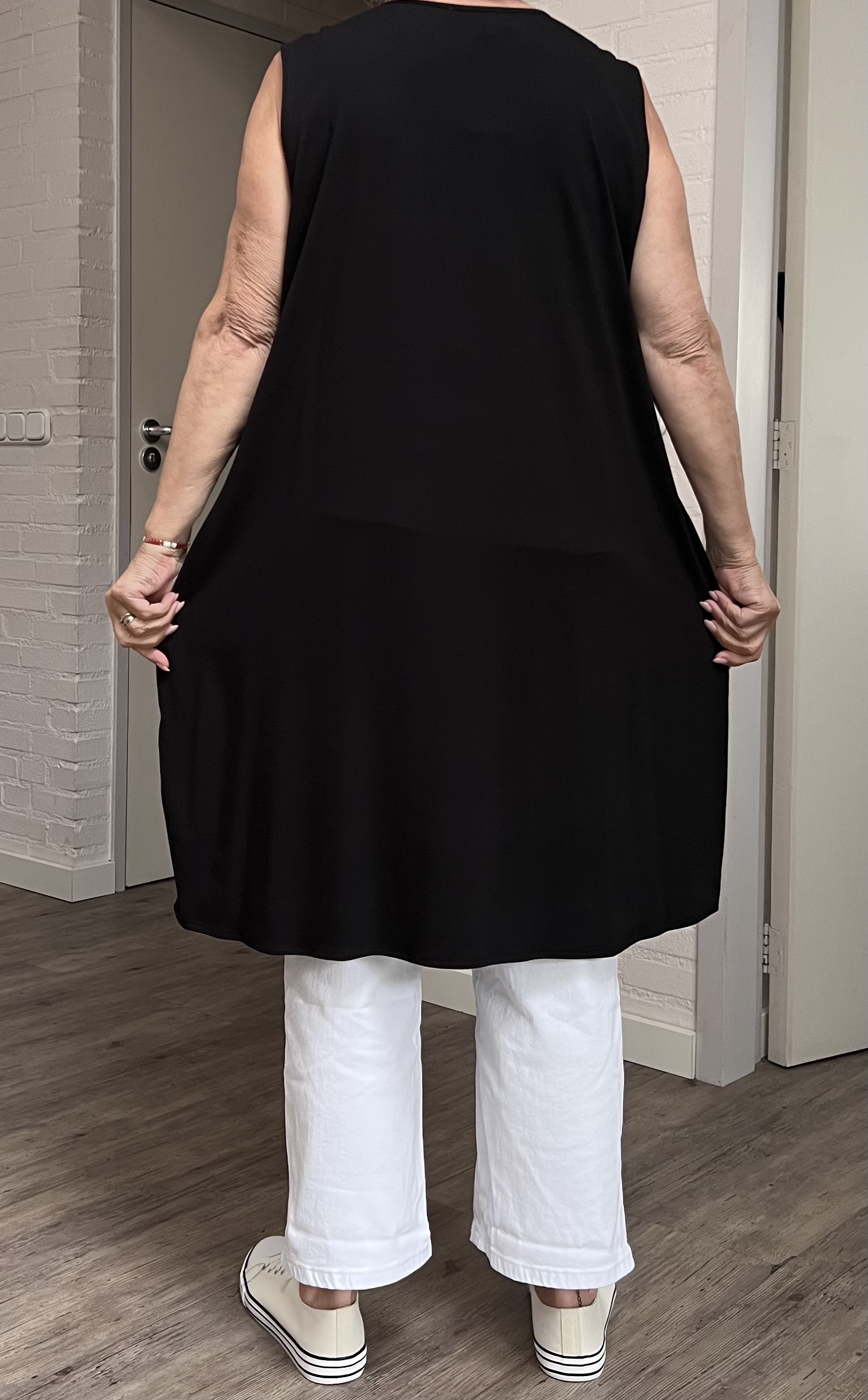 New Jersey viscose A-lijn tuniek met aparte decolleté/ stretch/zwart