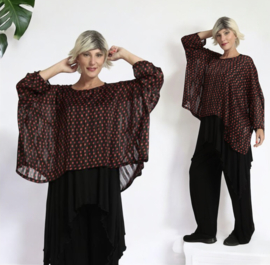 AKH chique chiffon oversized top/ apart zwart/rood