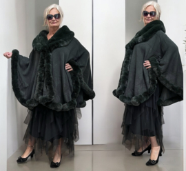 MM Sweet gebreid super zacht omslagdoek/poncho met bont