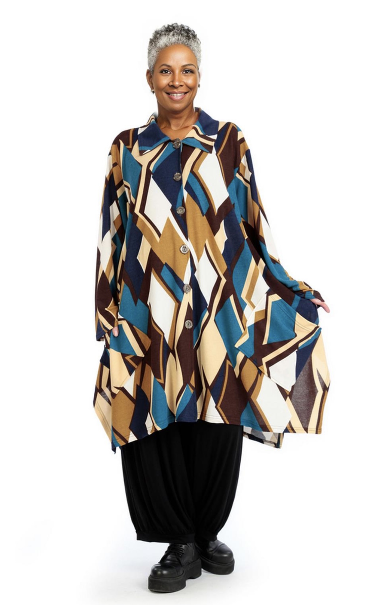 AKH viscose oversized A-lijn vest/blazer/tuniek apart stretch