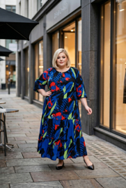 SASHA VIVIEN  chiffon met een vleugje zijde jurk gevoerd