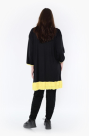 AKH oversized viscose tricot A-lijn tuniek  apart stretch zwart/geel