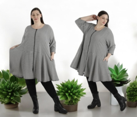 AKH viscose  A-lijn zomer jas/blazer/vest/tuniek apart zwart/wit   stretch