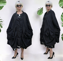 Moonshine oversized tussenjas waterbestendig met knoopsluiting zwart