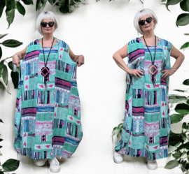 AKH oversized chique viscose  A-lijn  jurk apart/niet doorschijnend