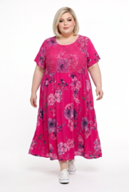 ITALIA MODA viscose/katoen A-lijn jurk met KANT/ /in meerdere kleuren