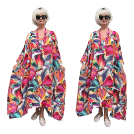 Francesca Romantica oversized A-lijn viscose chiffon overjurk met touwtjes  apart (extra groot)
