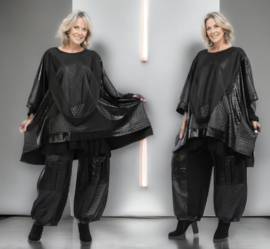 AKH oversized A-lijn viscose asymmetrische tuniek/stretch zwart