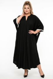 ITALIA MODA viscose jurk/kaftan zwart