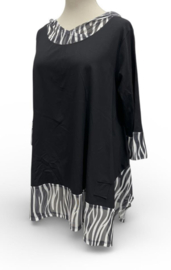 Vincenzo Allocca oversized katoen tricot A-lijn tuniek /apart stretch /zwart/wit