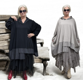 Moonshine jersey katoen A-lijn tuniek met capuchon stretch /in meerdere kleuren