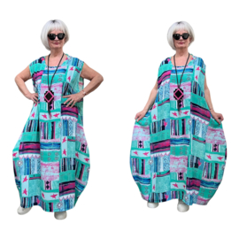AKH oversized chique viscose  A-lijn  jurk apart/niet doorschijnend