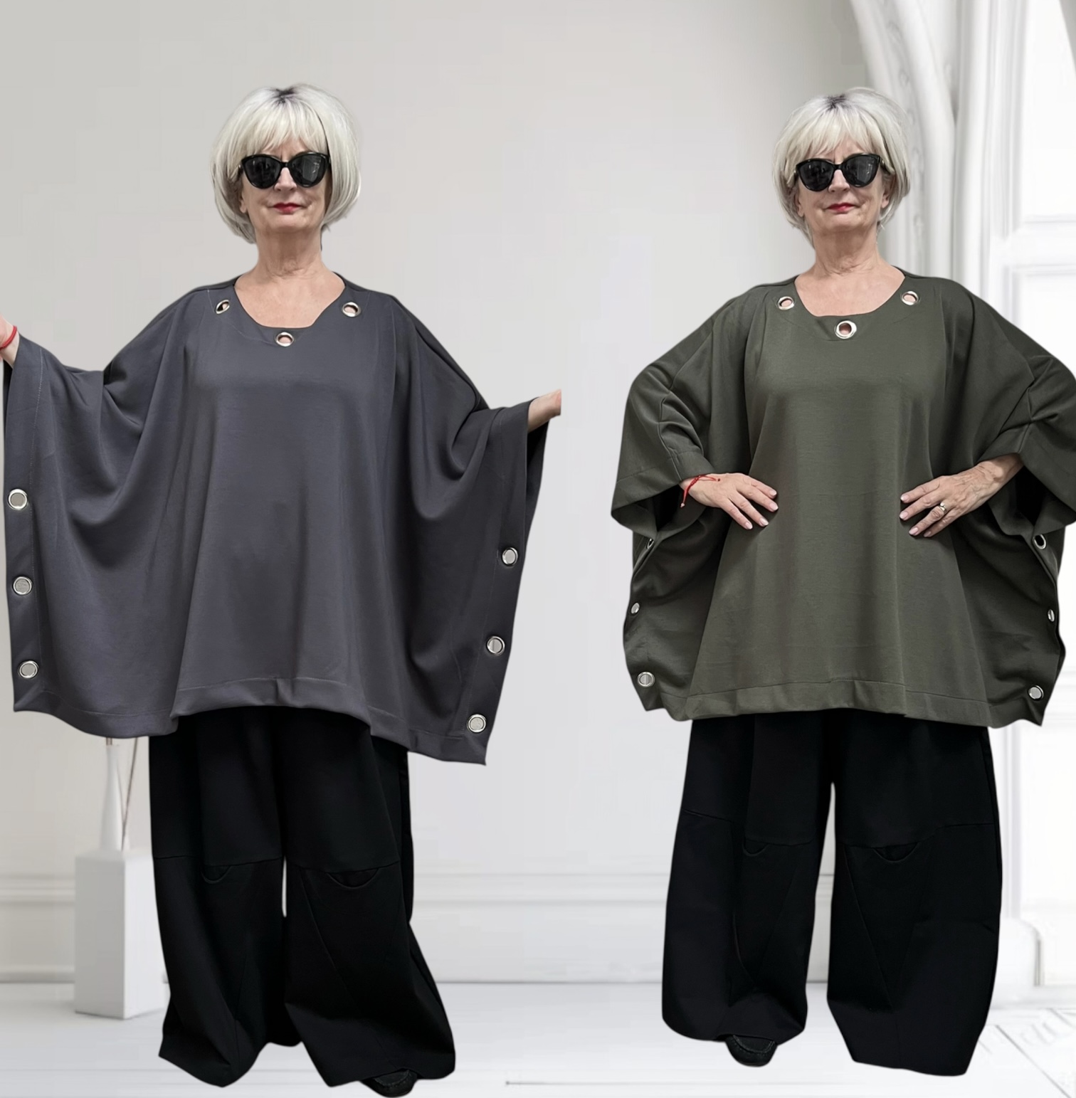 ITALIA MODA  oversized winter katoen tuniek/ poncho stretch /in meerdere kleuren