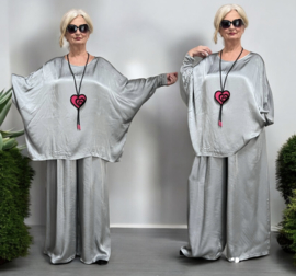 ITALIA chique viscose/satijn setje top + broek apart /in meerdere kleuren
